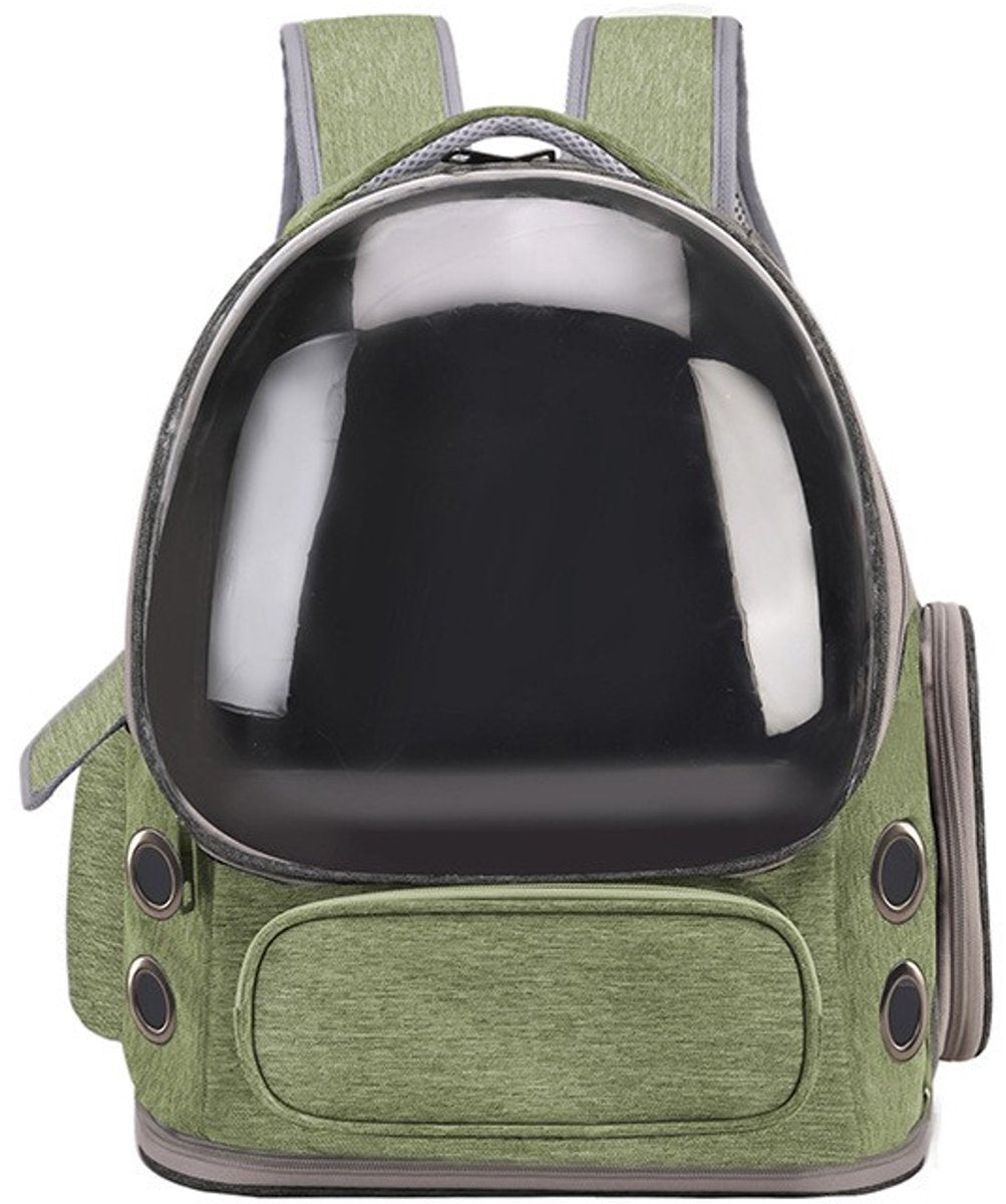 Gadgetzan® Kattenrugzak met Transparant Kijkvenster – Ademend, Opvouwbaar, Krasbestendig en Ruim – Reistas voor Katten – Voor Reizen - Wandelen - Groen