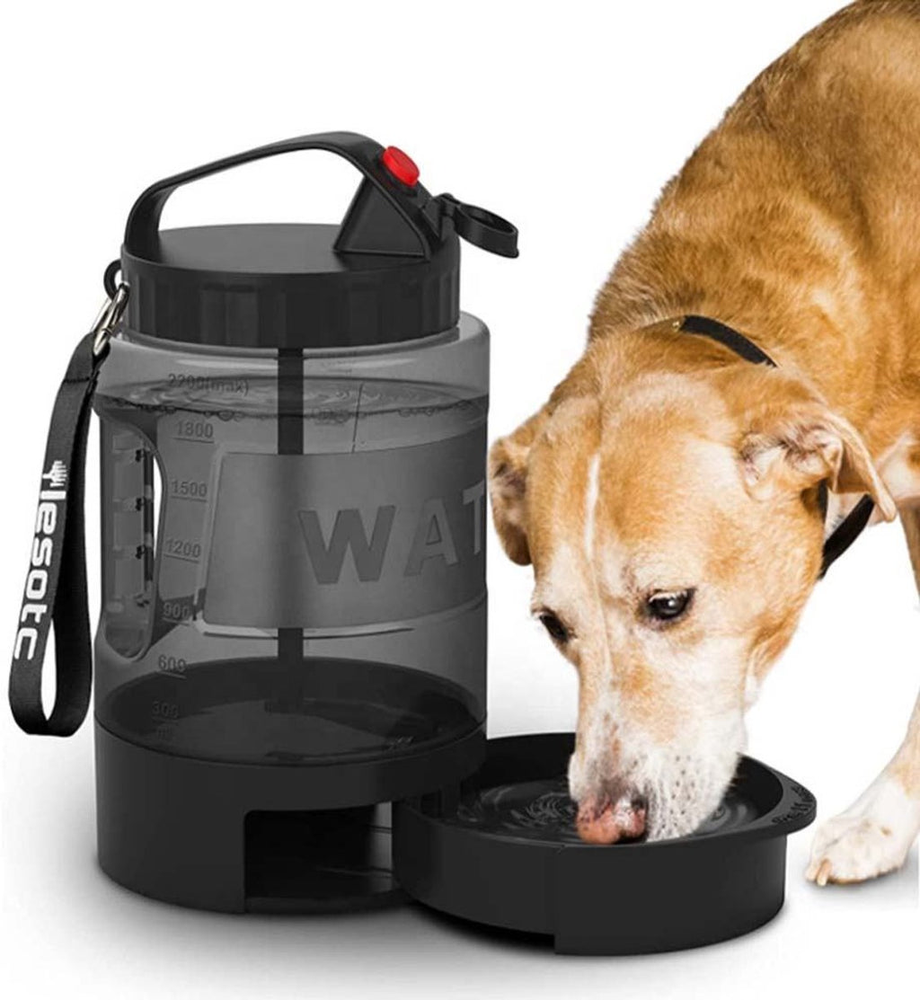 Gadgetzan® Draagbare Honden Drinkfles met Siliconen Drinkbak – BPA-vrij – Waterdispenser voor Reizen, Wandelen, Camping en Buitenactiviteiten - Zwart