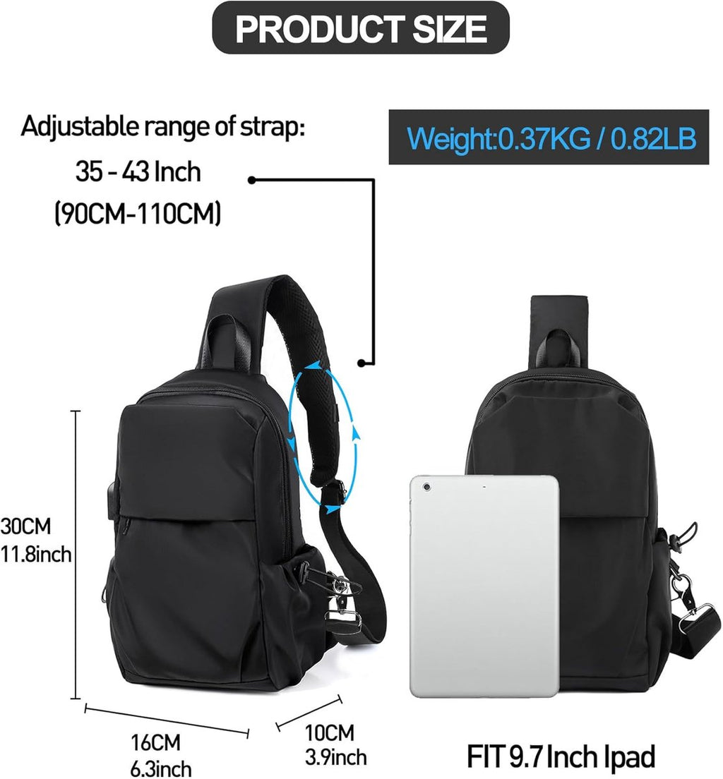 Gadgetzan® Crossbody Schoudertas met USB-Poort – Voor Kamperen, Wandelen, Fietsen en Dagelijks Gebruik - Rugtas met een strap voor gemakkelijk gebruik - Voor op je rug en borst - Beige- Ideaal voor telefoon en portomonee - Grijs