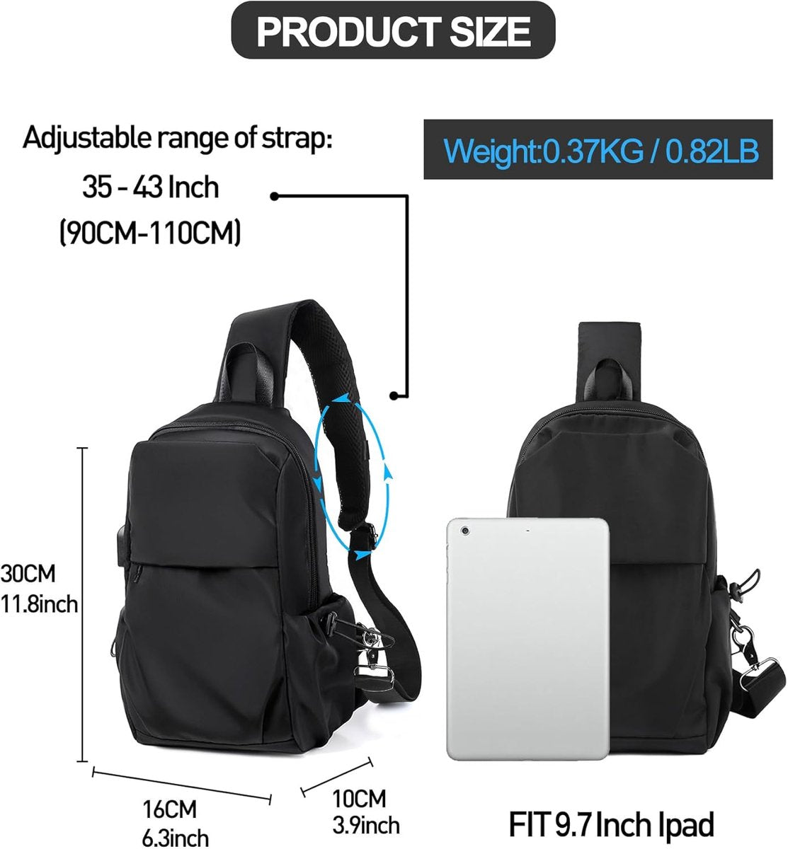 Gadgetzan® Crossbody Schoudertas met USB-Poort – Voor Kamperen, Wandelen, Fietsen en Dagelijks Gebruik - Rugtas met een strap voor gemakkelijk gebruik - Voor op je rug en borst - Beige- Ideaal voor telefoon en portomonee - Grijs