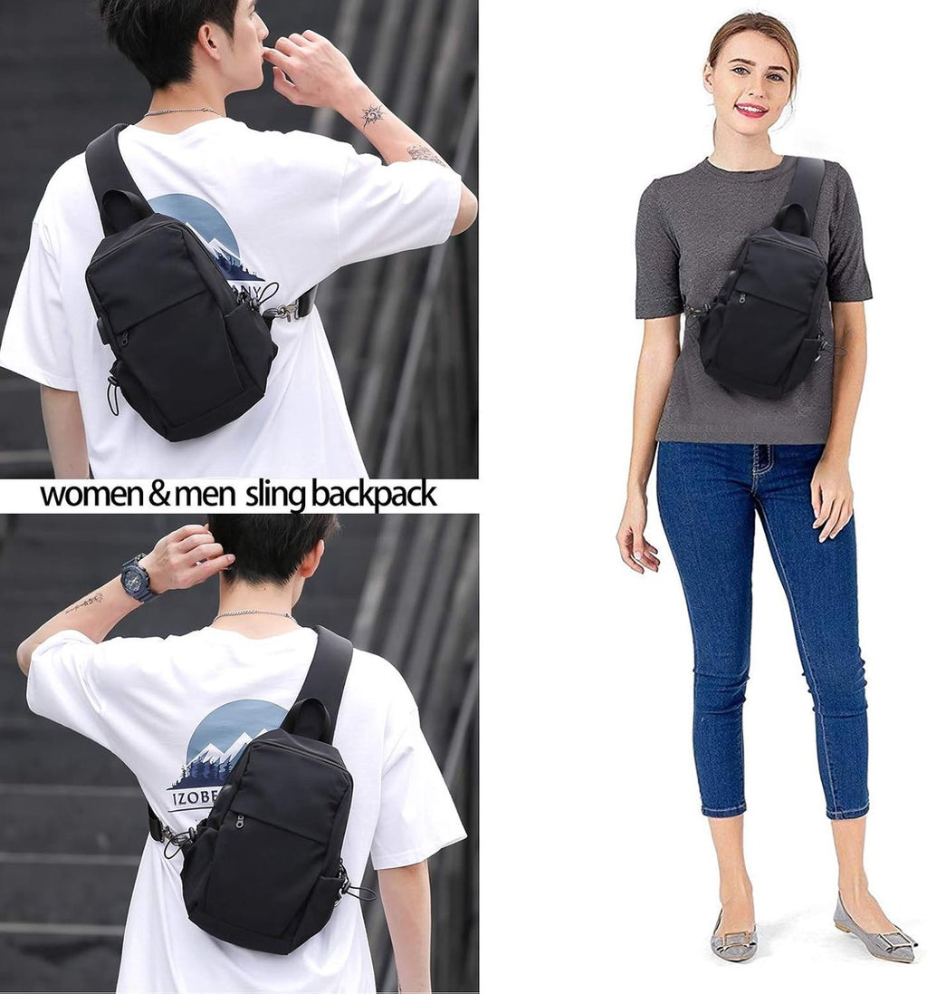 Gadgetzan® Crossbody Schoudertas met USB-Poort – Voor Kamperen, Wandelen, Fietsen en Dagelijks Gebruik - Rugtas met een strap voor gemakkelijk gebruik - Voor op je rug en borst - Beige- Ideaal voor telefoon en portomonee - Grijs