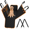 Gadgetzan® 2-in-1 Honden Autodeken Achterbank & Kofferbak – Waterdichte Achterbankbeschermer Auto – Hondenhangmat, Antislip, Veiligheidsgordel & Opbergvak – Zwart/Oranje