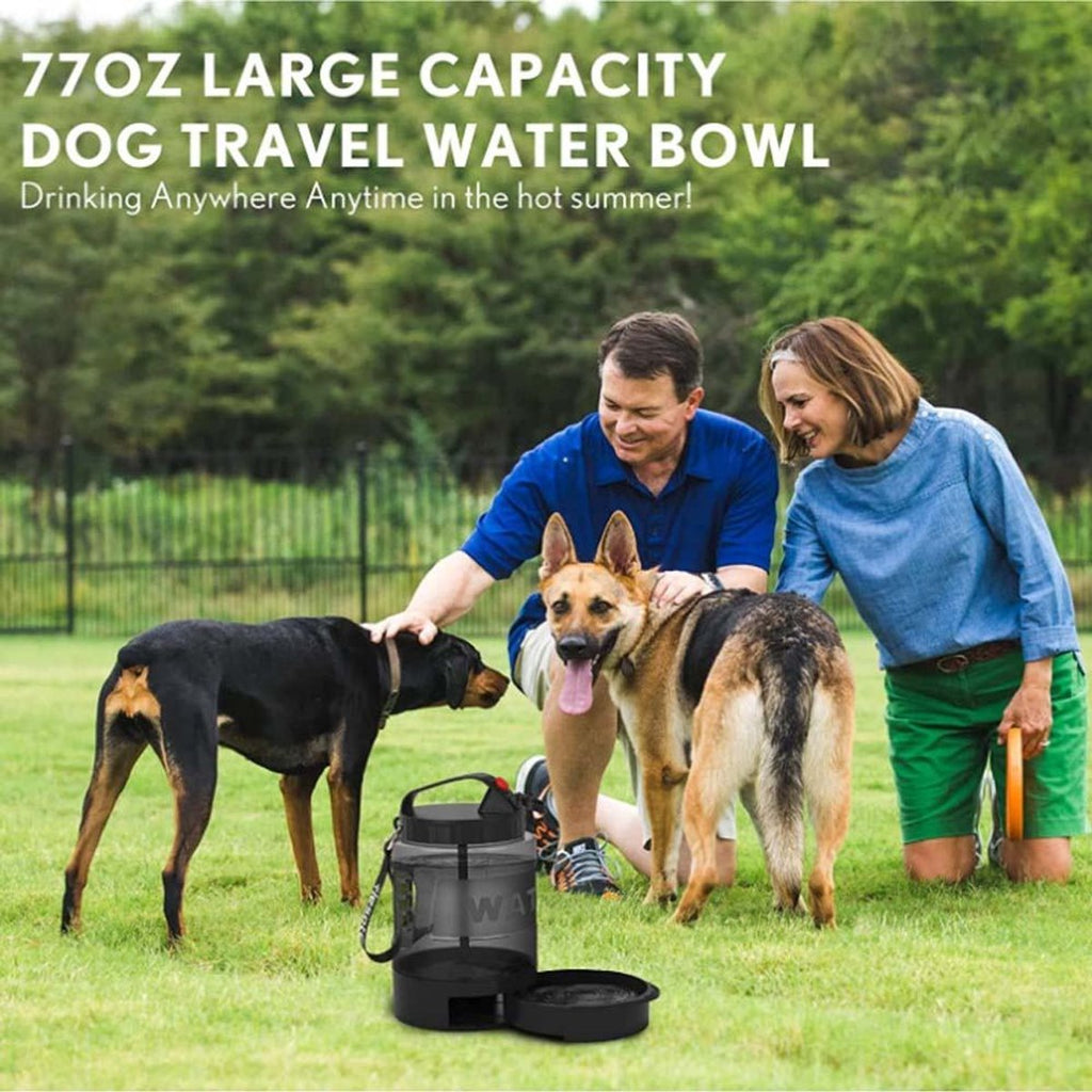Gadgetzan® Draagbare Honden Drinkfles met Siliconen Drinkbak – BPA-vrij – Waterdispenser voor Reizen, Wandelen, Camping en Buitenactiviteiten - Zwart