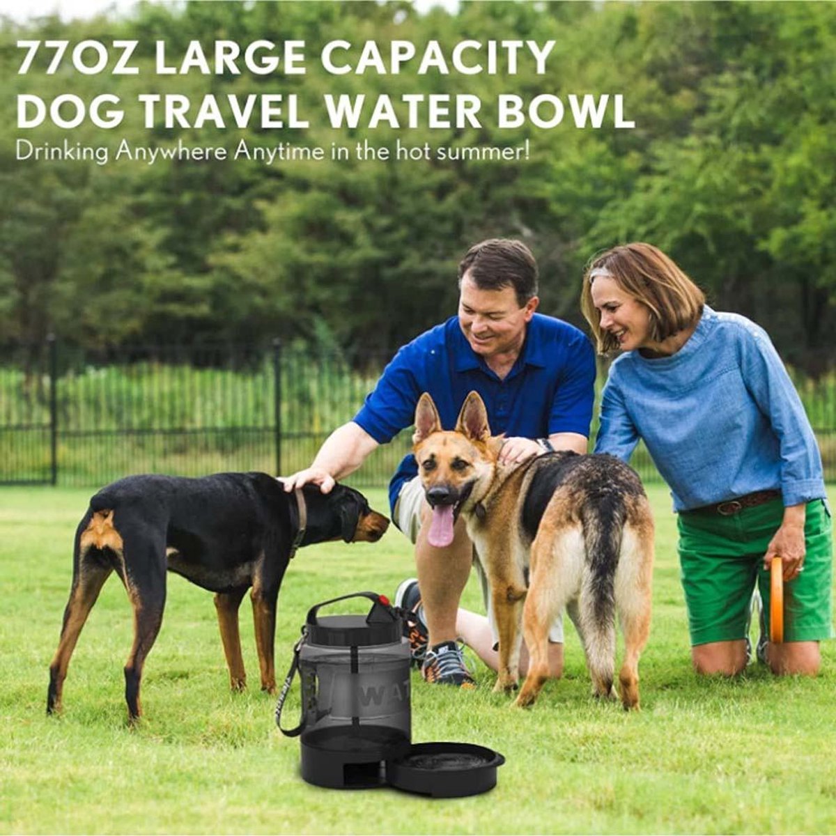 Gadgetzan® Draagbare Honden Drinkfles met Siliconen Drinkbak – BPA-vrij – Waterdispenser voor Reizen, Wandelen, Camping en Buitenactiviteiten - Zwart