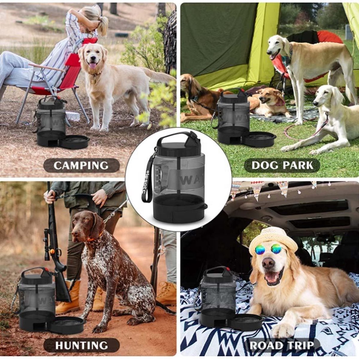 Gadgetzan® Draagbare Honden Drinkfles met Siliconen Drinkbak – BPA-vrij – Waterdispenser voor Reizen, Wandelen, Camping en Buitenactiviteiten - Zwart