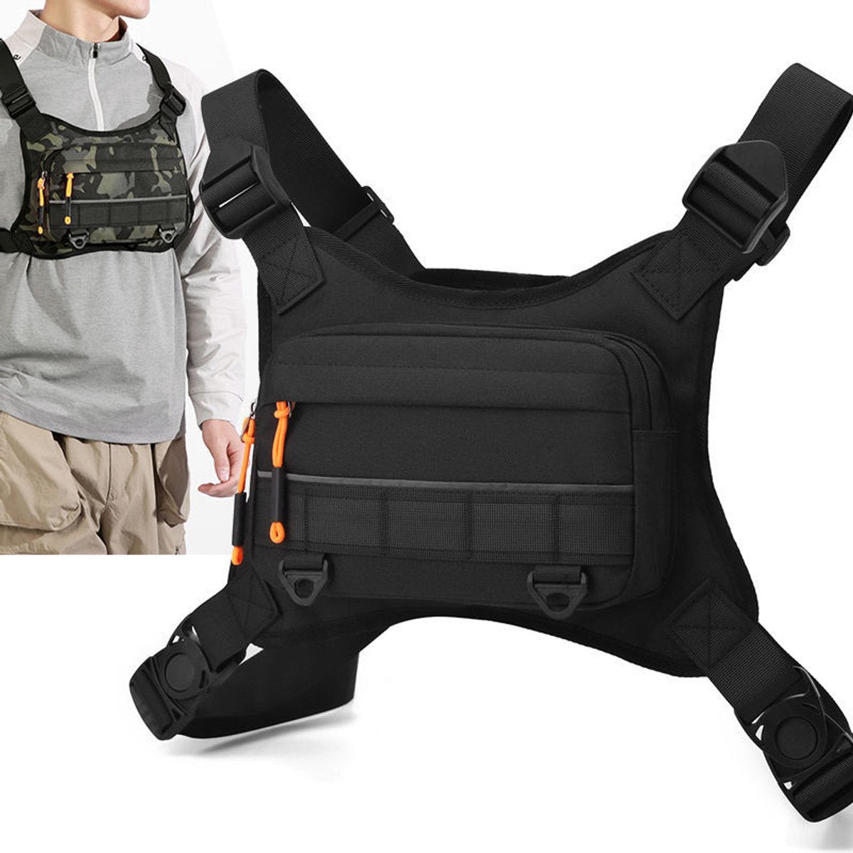 Gadgetzan® Nylon Running Survival Vest – Lichtgewicht Verstelbare Borsttas met Telefoonvak – Sporttas voor Hardlopen, Wandelen, Fietsen en Outdoor