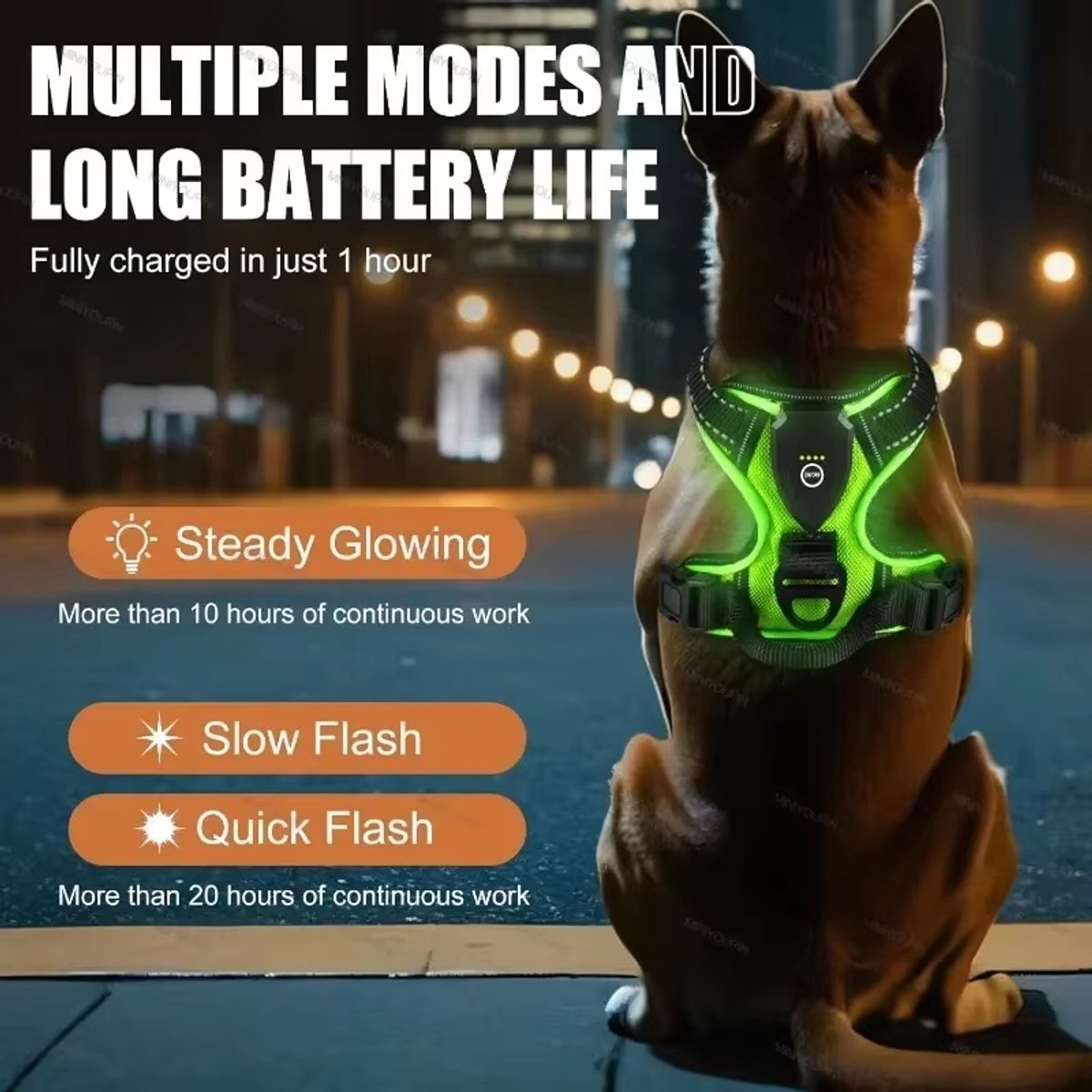 Gadgetzan® Hondenharnas LED Y-Tuig – Oplaadbaar Lichtgevend Hondentuig – No Pull – Verstelbaar – Voor Kleine, Middelgrote en Grote Honden - Maat XL - Zwart