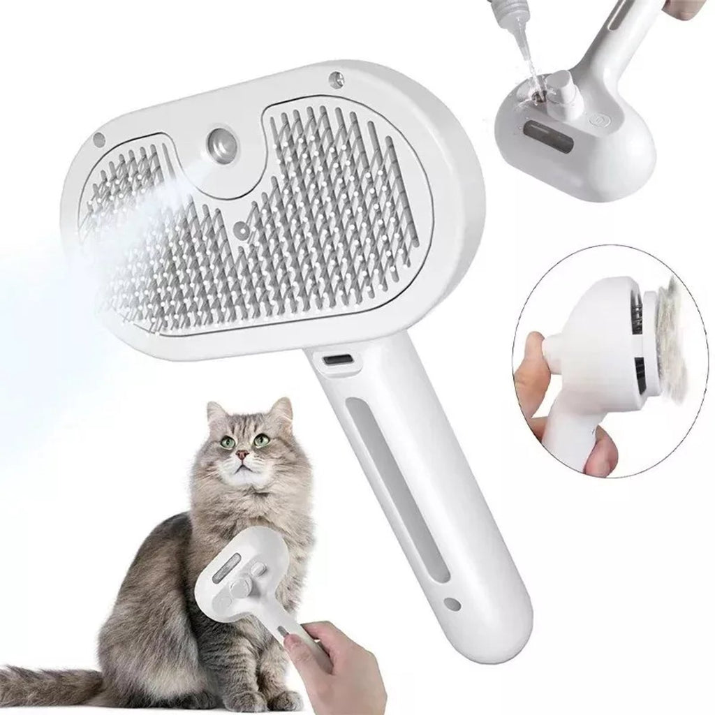 Gadgetzan® 3-in-1 Stoomborstel voor Hond en Kat – Zelfreinigende Vachtborstel – Verwijdert Losse Haren – Massage- en Badborstel – Pet Grooming Brush