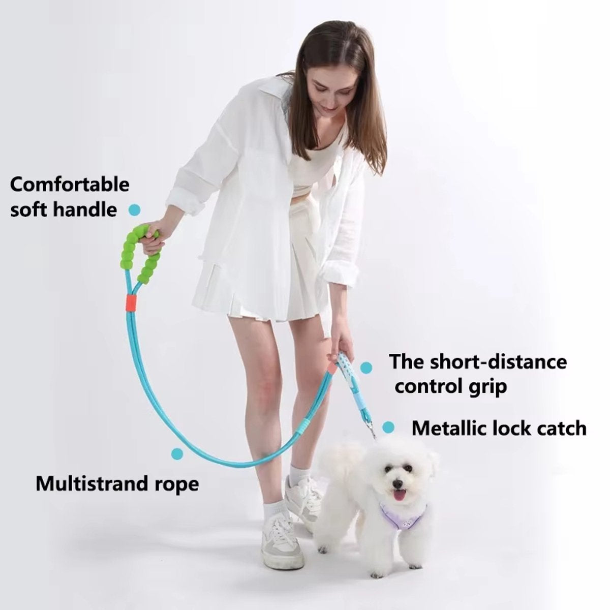 Gadgetzan® Verstelbare Touwlijn voor Hond met Antislip Handvat - Groen - 150cm