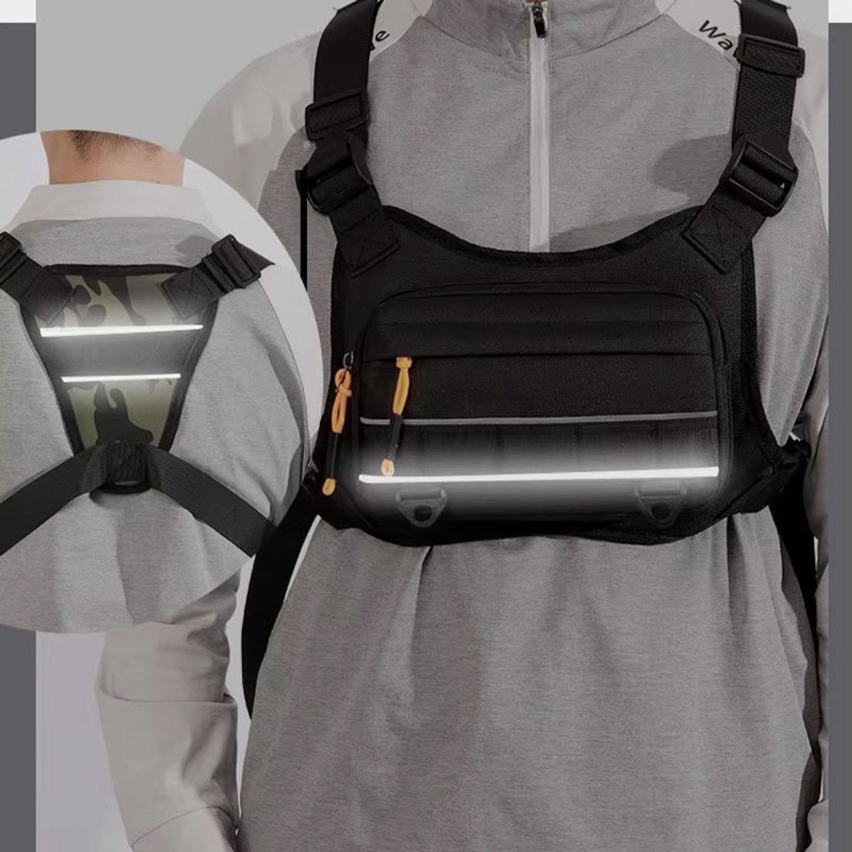 Gadgetzan® Nylon Running Survival Vest – Lichtgewicht Verstelbare Borsttas met Telefoonvak – Sporttas voor Hardlopen, Wandelen, Fietsen en Outdoor