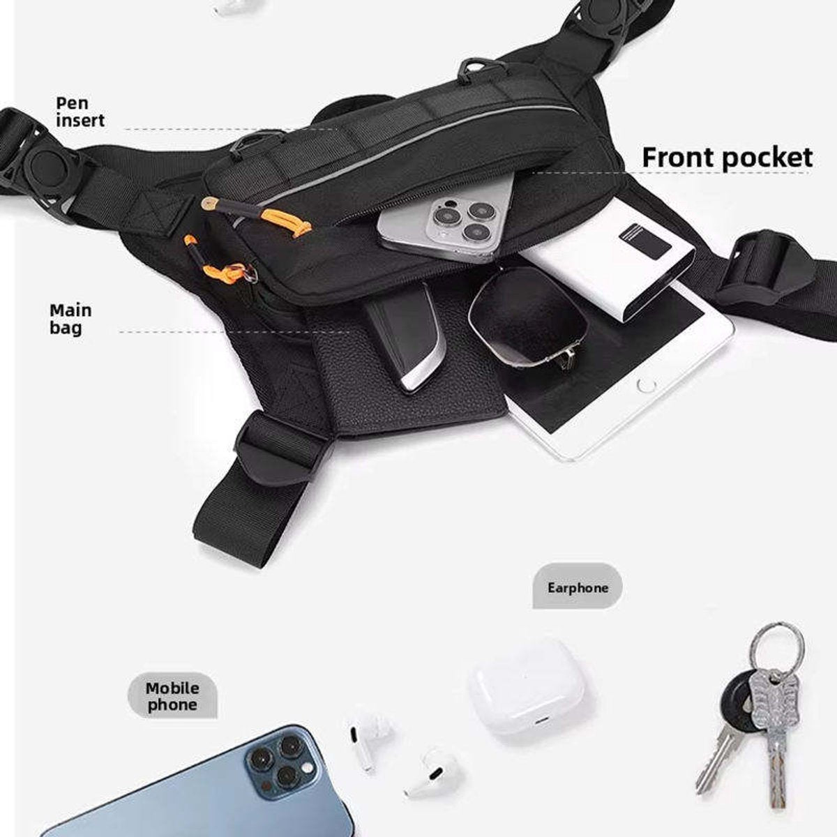 Gadgetzan® Nylon Running Survival Vest – Lichtgewicht Verstelbare Borsttas met Telefoonvak – Sporttas voor Hardlopen, Wandelen, Fietsen en Outdoor