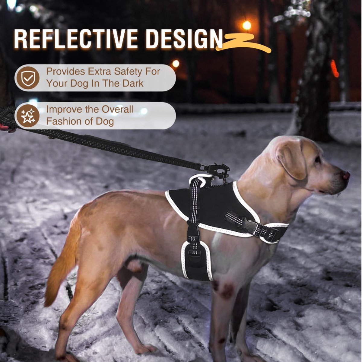Gadgetzan® Harnas voor Honden – Luxe Verstelbaar – Zachte Stof – Reflecterend en Ademend – Voor Kleine, Middelgrote en Grote Honden- Zwart - Maat LMaat XL