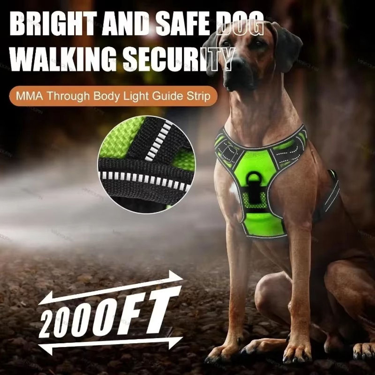 Gadgetzan® Hondenharnas LED Y-Tuig – Oplaadbaar Lichtgevend Hondentuig – No Pull – Verstelbaar – Voor Kleine, Middelgrote en Grote Honden - Maat XL - Zwart
