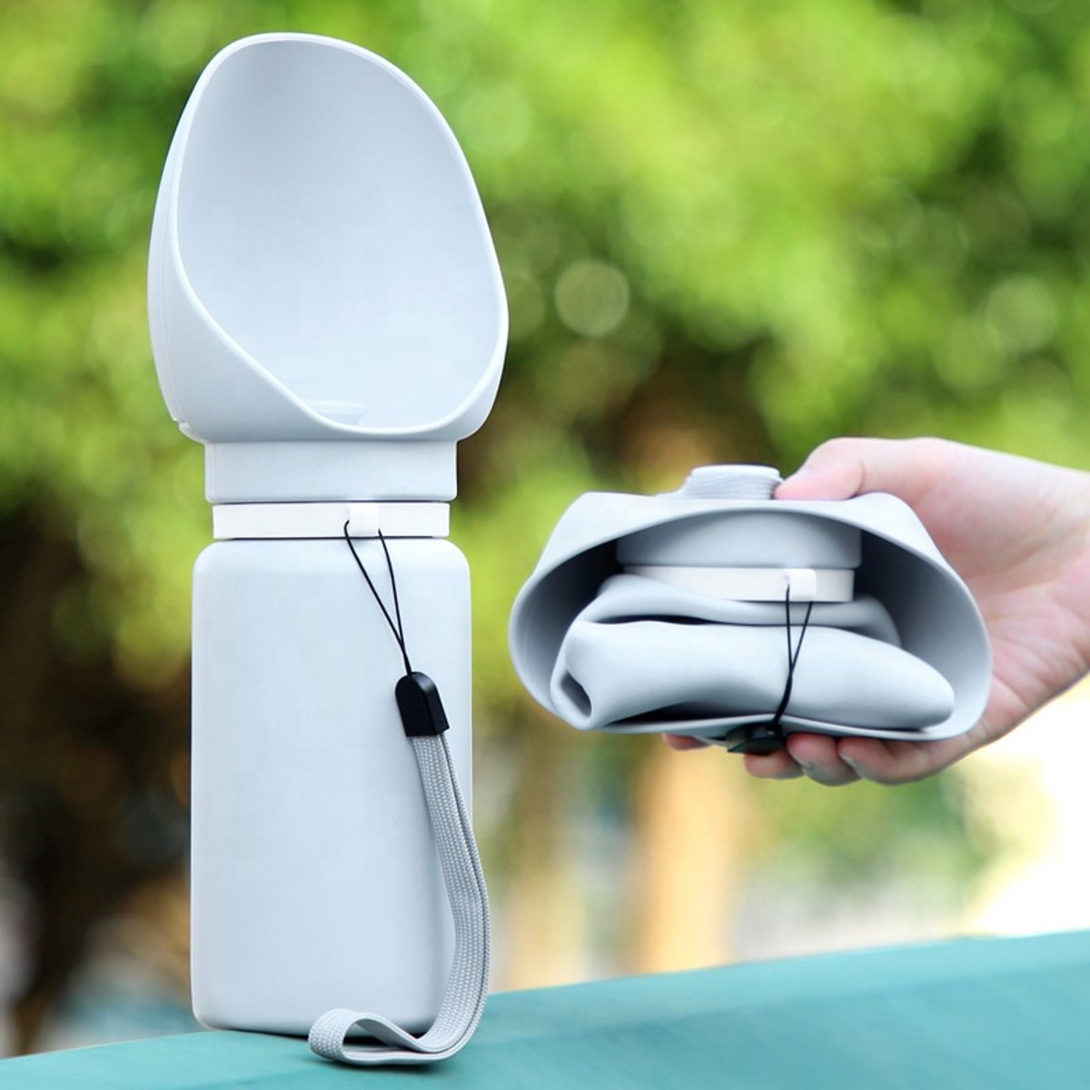Gadgetzan® Opvouwbare Drinkfles voor Huisdieren - Draagbare Reiswaterfles met Drinkbakje - Grijs