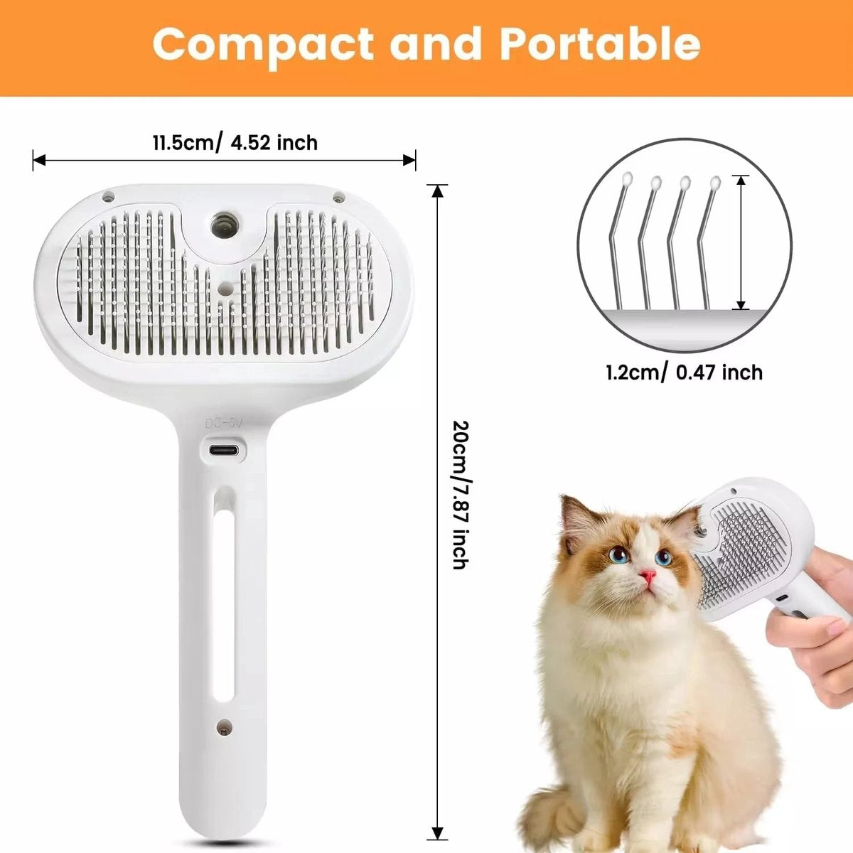Gadgetzan® 3-in-1 Stoomborstel voor Hond en Kat – Zelfreinigende Vachtborstel – Verwijdert Losse Haren – Massage- en Badborstel – Pet Grooming Brush