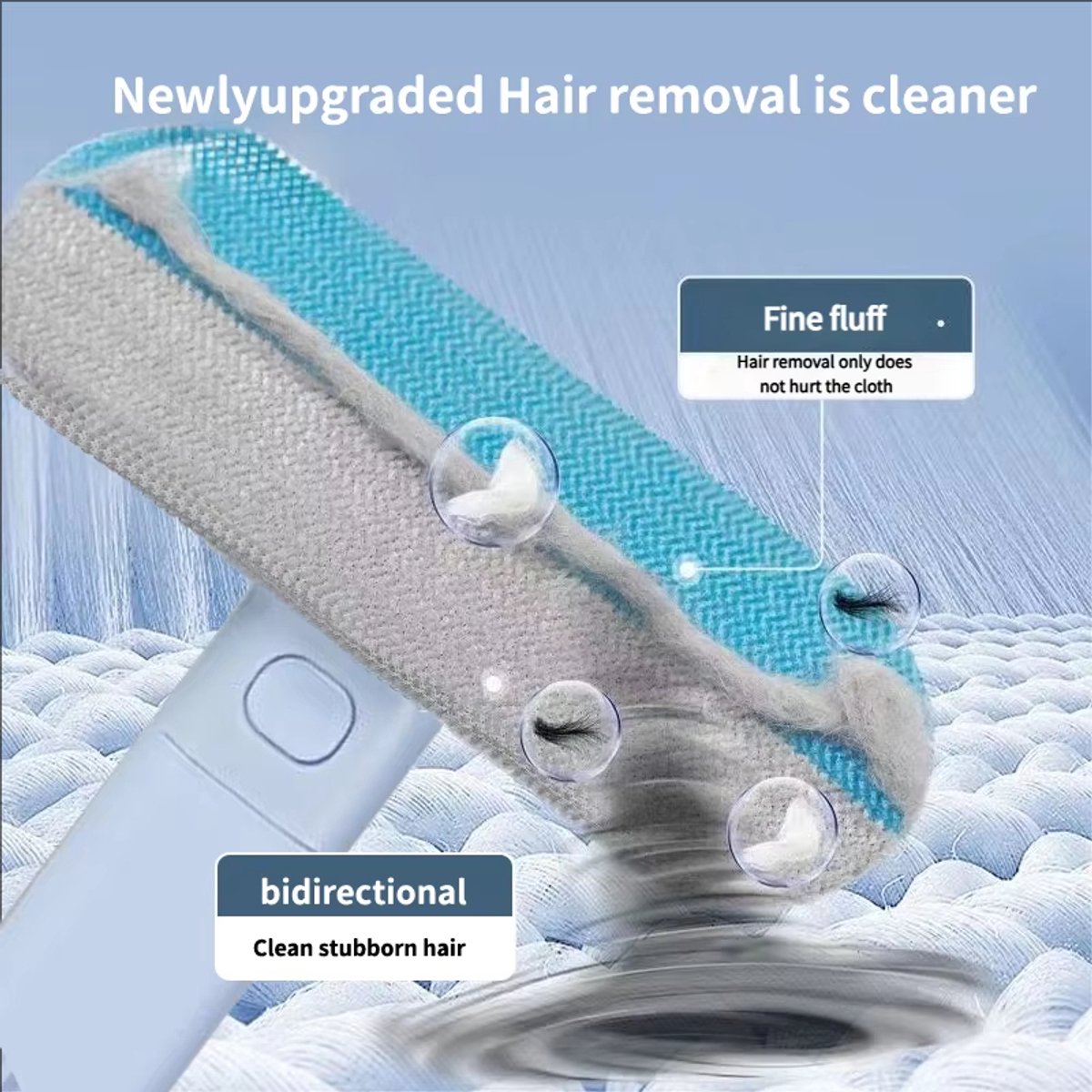 Gadgetzan® Multifunctionele Huisdierenhaar Verwijderborstel – Lange Steel – Voor Ramen, Horren, Meubels en Kattenhaar - Blauw/Grijs